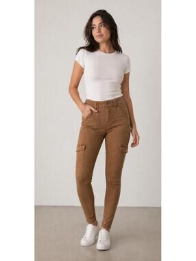 SPANX Brown Cargo High-Waist Skinny Jumpsuit Pants